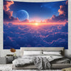 Psychedelic Moonrise Cloudscape Tapestry Wall Hanging Enigmatic Night Sky Tapestry Aesthetic Boho Home Wall Decor Curtain Cloth